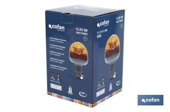 Orange flashing beacon | ECE R65 Certification | For 12/24V flexible stand | IP rating: IP66 - Cofan