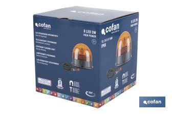 Orange flashing rotating light | ECE R65 Certification | For 12/24V stand with magnet and screw | IP rating: IP66 - Cofan