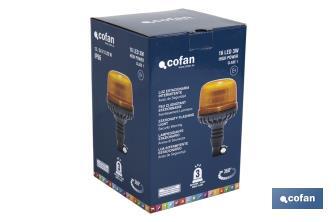 Lumière stationnaire clignotante Led orange Classe 1 | ECE R65 | Pour support flexible 12/24 V | Indice de protection IP66 - Cofan