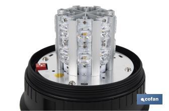 Pirilampo luz led intermitente laranja | Classe 1 | Homologação ECE R65 | Para suporte com íman ou com parafuso 12/24 V | Classificação de proteção IP: IP66 - Cofan