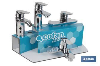 Kit de Grifería con Expositor para Grifos de Baño Modelo Rift | Ideal para exponer grifos | Capacidad de 5 unidades - Cofan