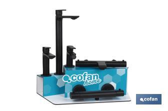 Kit de robinetterie avec présentoir pour robinets de salle de bain Modèle Kerch | Idéal pour exposer des robinets | Capacité pour 5 unités - Cofan