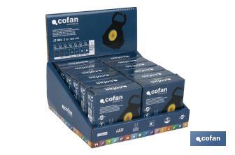 Présentoir pour petites lampes de poche Cob Led rechargeables | Il comprend 12 unités - Cofan
