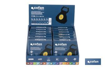 Présentoir pour petites lampes de poche Cob Led rechargeables | Il comprend 12 unités - Cofan