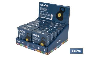 Présentoir pour petites lampes de poche Cob Led rechargeables | Il comprend 12 unités - Cofan