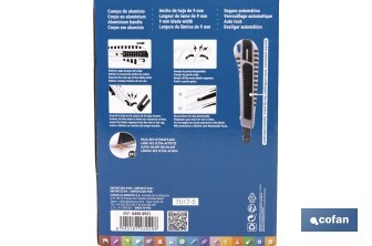 Expositor de cúteres de aluminio | Incluye 12 cúteres profesionales | Disponible en diferentes medidas - Cofan