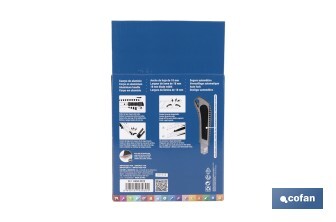 Expositor de cúteres de aluminio | Incluye 12 cúteres profesionales | Disponible en diferentes medidas - Cofan