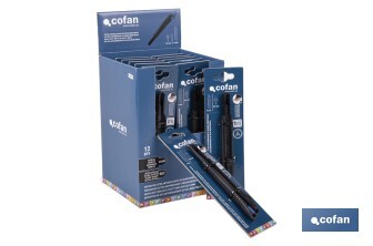 Expositor de cúteres antideslizantes | Incluye 12 cúteres de ABS| Disponible en diferentes medidas - Cofan
