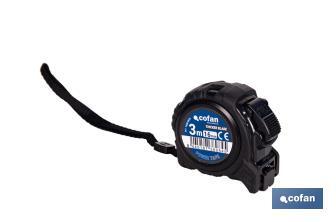 Expositor para flexómetros con hoja de nylon negra y doble cara de Cofan | Incluyen los flexómetros | Varias medidas y capacidades - Cofan
