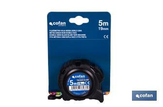 Expositor para flexómetros con hoja de nylon negra y doble cara de Cofan | Incluyen los flexómetros | Varias medidas y capacidades - Cofan