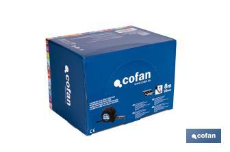 Expositor para flexómetros con hoja de nylon negra y doble cara de Cofan | Incluyen los flexómetros | Varias medidas y capacidades - Cofan