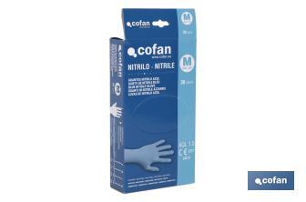 Présentoir de boîtes distributrices de gants en nitrile non poudrés | Présentoir de 12 boîtes de 30 unités | Trois tailles différentes - Cofan