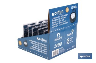 Display stand with 12 units of 24 LED round lamps - Cofan