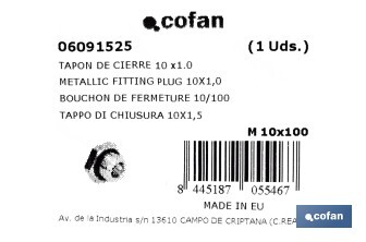 Bouchon de fermeture - Cofan