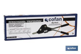 Remachadora industrial profesional para remaches desde 3,0 - 6,4 mm | Sistema de ahorro de energía | Engranaje integrado - Cofan