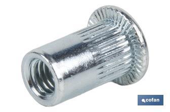 Steel slotted wide head rivet nuts - Cofan