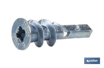 Chevilles Zamak pour fixations sur les panneaux en carton plâtre | Dimensions : 13 x 37 mm - Cofan