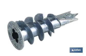 Cheville métallique en Zamak avec vis DIN 7981 pour plaques | Pour les fixations des panneaux en carton plâtre - Cofan