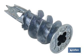 Cheville métallique en Zamak avec vis DIN 7981 pour plaques | Pour les fixations des panneaux en carton plâtre - Cofan