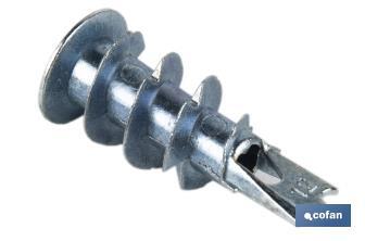 Cheville métallique en Zamak avec vis DIN 7981 pour plaques | Pour les fixations des panneaux en carton plâtre - Cofan