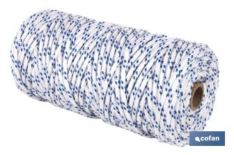 Cuerda Trenzada Polipropileno | Formato: Rollo pequeño | Color: Blanco y Azul - Cofan