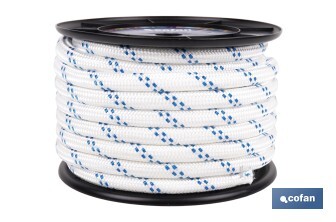 Cuerda Trenzada Polipropileno | Formato: Rollo pequeño | Color: Blanco y Azul - Cofan
