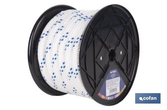 Cuerda Trenzada Polipropileno | Formato: Rollo pequeño | Color: Blanco y Azul - Cofan