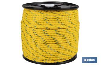 Corde Nautique Synthétique Tressée Multi-usages | De Couleur Jaune/Bleu | Différentes dimensions - Cofan