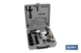 1/2" air impact wrench case with accessories - Cofan