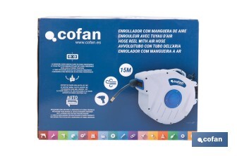 Enrollador Automático de Manguera de Aire | Neumática | Longitud: 15 m | Diámetro: 15 mm - Cofan