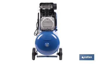 Compresor de aire de pistón coaxial | Motor de 2 HP | Compresor monofásico 230 V | Presión máxima: 8 bares | Depósito de 24 litros | Medidas: 61 x 31 x 58 cm - Cofan