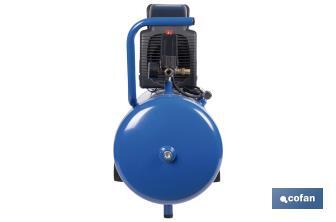 Compresor de aire de pistón coaxial | Motor de 2 HP | Compresor monofásico 230 V | Presión máxima: 8 bares | Depósito de 50 litros | Medidas: 77 x 43 x 66 cm - Cofan