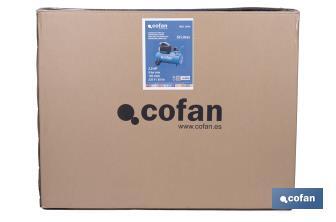 Compresor de aire de pistón coaxial | Motor de 2 HP | Compresor monofásico 230 V | Presión máxima: 8 bares | Depósito de 50 litros | Medidas: 77 x 43 x 66 cm - Cofan