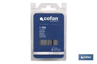 Blister de clous avec tête M-15 mm | Avec une longueur de 15 mm | Conçus pour le clouage manuel - Cofan