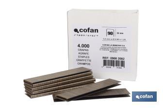 Boîte d'agrafes | Pour Agrafeuse Pneumatique | Modèle 90/38mm | 3000 unités | Agrafes pour Agrafeuse à Air à Pression - Cofan