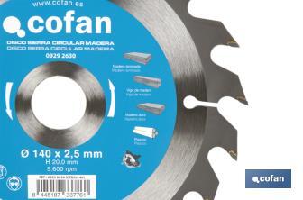 Circular saw blade | Suitable for cutting wood | Available in different teeth | Available in wide range of sizes - Cofan