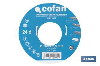 Lame de scie circulaire | Disque de coupe pour bois | Différents nombres de dents | Vaste variété de dimensions - Cofan