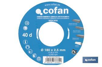 Circular saw blade | Suitable for cutting wood | Available in different teeth | Available in wide range of sizes - Cofan