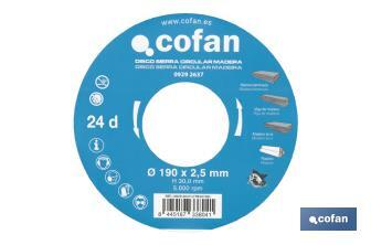 Circular saw blade | Suitable for cutting wood | Available in different teeth | Available in wide range of sizes - Cofan