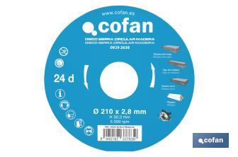 Lame de scie circulaire | Disque de coupe pour bois | Différents nombres de dents | Vaste variété de dimensions - Cofan