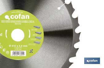 Mitre saw blade | Suitable for cutting wood and metal | Available in different teeth: 24, 28 and 32 | Available in different sizes - Cofan