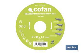 Mitre saw blade | Suitable for cutting wood and metal | Available in different teeth: 24, 28 and 32 | Available in different sizes - Cofan