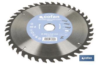 Lame de scie à onglet | Disque de coupe pour bois | Différents nombres de dents | Différentes dimensions - Cofan