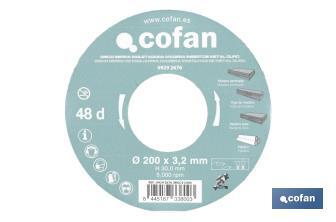 Mitre saw blade | Wood cutting disc with tips | Hard metal tipped saw blade | Available with different number of teeth and in various sizes - Cofan