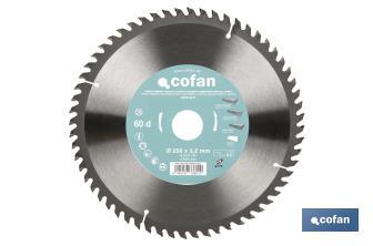 Lame de scie à onglet | Disque de coupe avec des incrustations pour bois | Incrustation de métal dur | Différents nombres de dents et plusieurs dimensions - Cofan