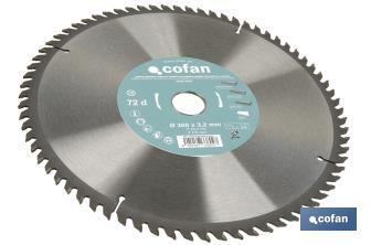 Mitre saw blade | Wood cutting disc with tips | Hard metal tipped saw blade | Available with different number of teeth and in various sizes - Cofan