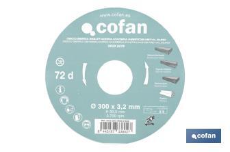 Lame de scie à onglet | Disque de coupe avec des incrustations pour bois | Incrustation de métal dur | Différents nombres de dents et plusieurs dimensions - Cofan