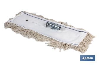 Flat cotton dust mops | Head frame and metallic couplings | Ideal for floor cleaning | Available lengths from 45 to 100cm - Cofan