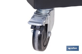 Carro portabidones de acero con ruedas antipinchazo | Cadena de seguridad | Alta resistencia y maniobrabilidad | Adecuado para bidones de 60 litros - Cofan