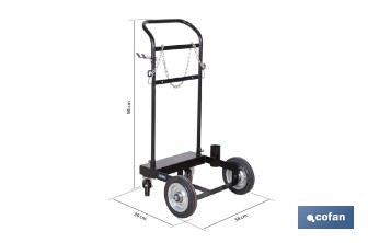 Carro portabidones de acero con ruedas antipinchazo | Cadena de seguridad | Alta resistencia y maniobrabilidad | Adecuado para bidones de 60 litros - Cofan